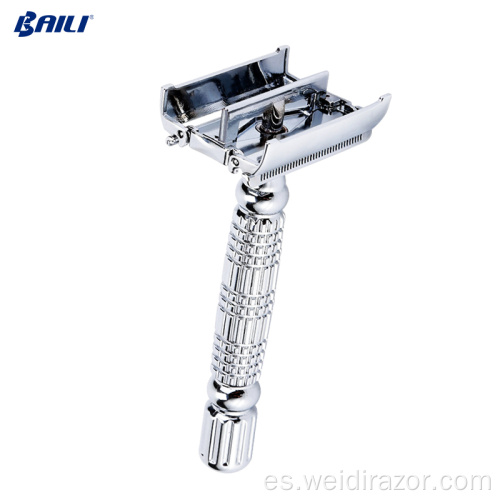 Maquinilla de afeitar de seguridad con mango de metal de doble filo